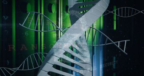 Futuristic dna helix representing biotech and cybersecurity innovation