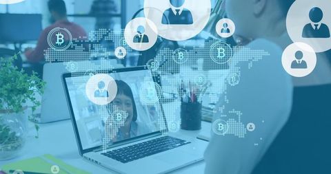 Networking and Virtual Communication with Cryptocurrency in Modern Business - Download Free Stock Images Pikwizard.com