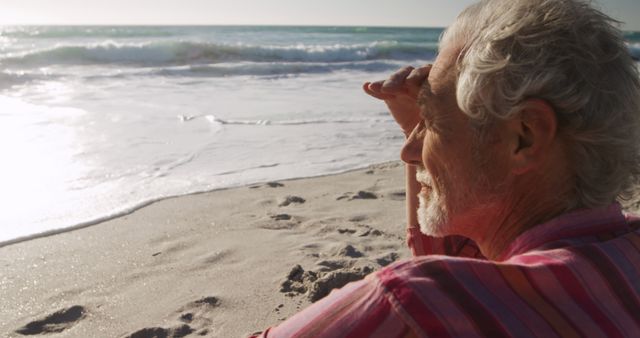 Senior Man Watching Waves at the Beach during Sunset - Download Free Stock Images Pikwizard.com