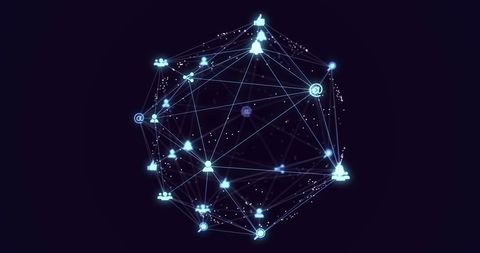 Digital Network of Icons and Connections on Dark Background - Download Free Stock Images Pikwizard.com
