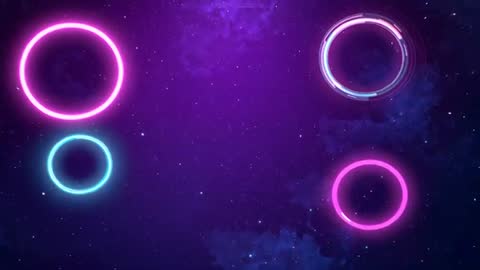 Pulsing Neon Rings Responding to Segmented Motion Over Purple Nebula HUD Loop