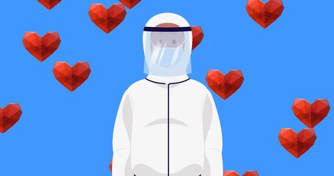 Healthcare Hero in PPE with Heart Icons - Download Free Stock Images Pikwizard.com