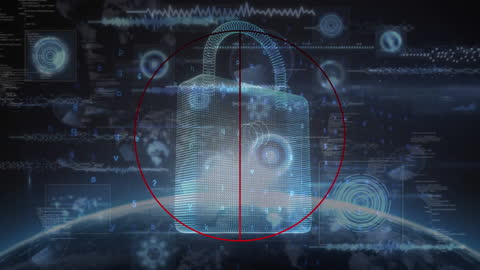 Data Security Concept with Digital Padlock Overlay