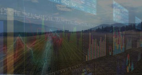 Digital farming analytics merging with agricultural landscape