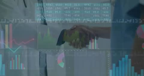 Business Handshake Overlayed with Financial Data