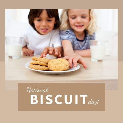 Joyful Siblings Enjoying Cookies on National Biscuit Day - Download Free Stock Templates Pikwizard.com