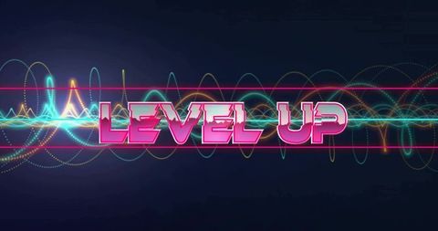Neon Level Up Typography with Futuristic Arcade Theme