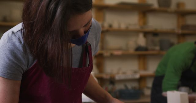 Woman Working on Ceramic Art Project in Studio - Download Free Stock Images Pikwizard.com