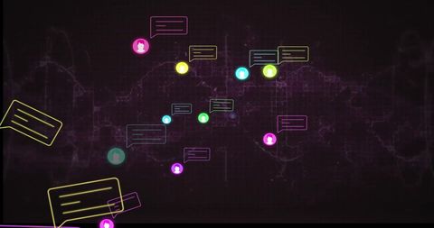 Social Media Icons with Speech Bubbles on Black Background - Download Free Stock Images Pikwizard.com