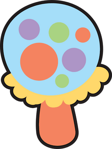 Colorful candy lollipop cartoon with scalloped edge on transparent background