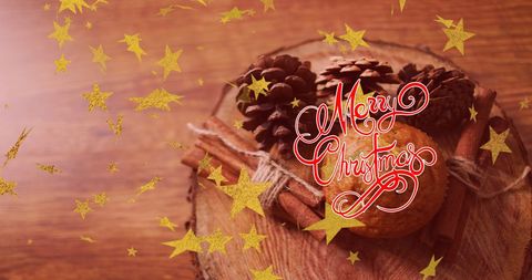 Merry Christmas Festive Message with Rustic Wintry Decor - Download Free Stock Images Pikwizard.com