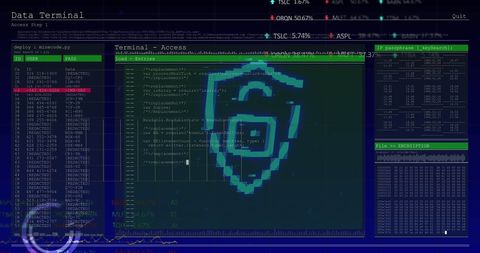 Cybersecurity Interface with Digital Shield Icon Displayed - Download Free Stock Images Pikwizard.com