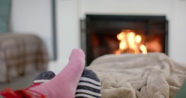 Warming Feet by Cozy Fireplace - Download Free Stock Images Pikwizard.com