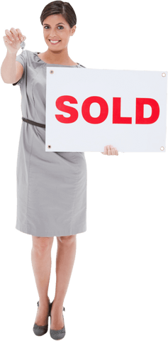 transparent realtor woman holding sold sign and key - Download Free Stock Videos Pikwizard.com
