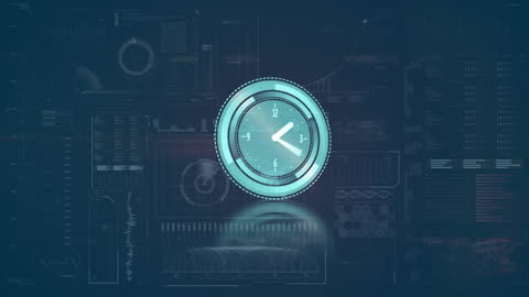 Digital Clock Animation with Data and Cityscape Theme