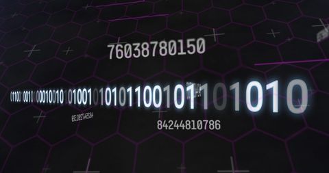 Digital data streams and binary code on hexagonal grid