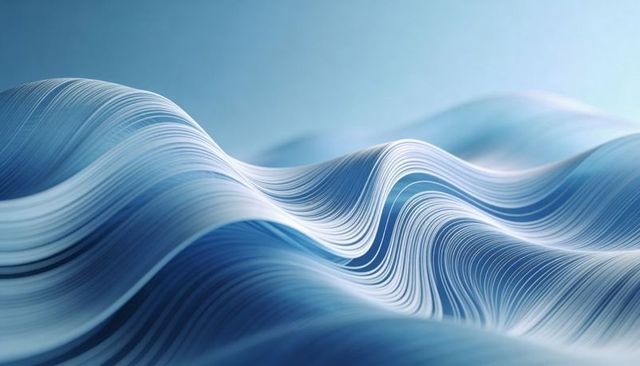 Flowing Blue Ribbon Waves with Layered Lines and Smooth Gloss for Abstract Background