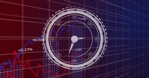 Clock Overlapping Data Charts Displaying Business Growth Concepts - Download Free Stock Images Pikwizard.com