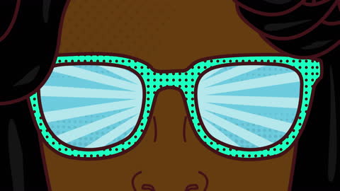 Retro Face Wearing Sunglasses with Radiant Patterns