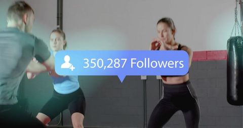 High-energy Boxing Class with Coach and Women Training While Followers Count Soars