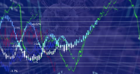Financial Graphs Overlay on Virus Cell Background
