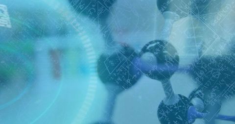 Digital interface with molecular model and mathematical equations