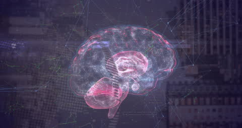 Futuristic Brain with Digital Network Overlay