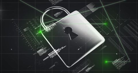Digital Padlock Overlay with Cybersecurity Graphics - Download Free Stock Images Pikwizard.com