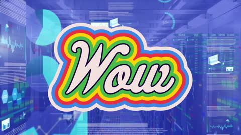 Colorful Wow Overlay on Digital Data Server Room