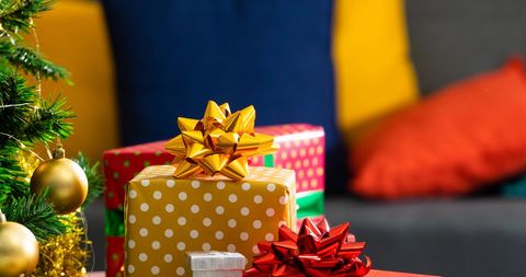 Festive Christmas Gifts and Tree with Colorful Decorations - Download Free Stock Images Pikwizard.com