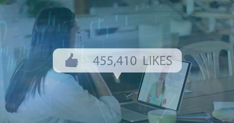 Social Media Engagement with Businesswoman in Virtual Call