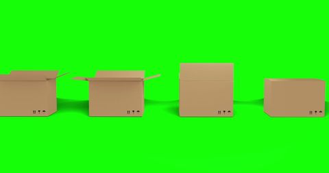 Cardboard Boxes in Sequence on Green Background for Packaging Concept - Download Free Stock Images Pikwizard.com