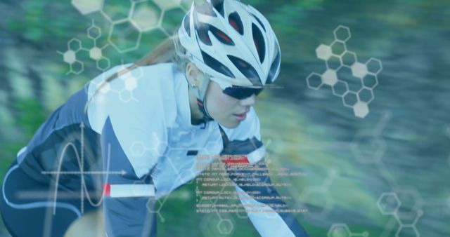 Woman Cyclist Using Futuristic Technology in Outdoor Environment - Download Free Stock Images Pikwizard.com