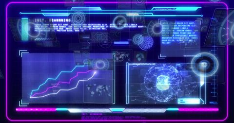 High-Tech Data Processing Interface with Holographic Elements - Download Free Stock Images Pikwizard.com