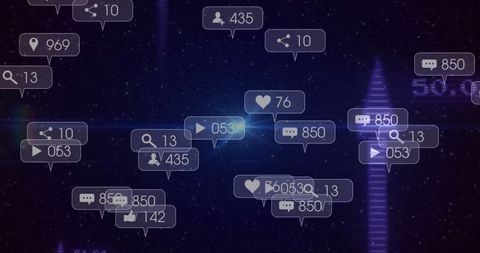 Futuristic Social Media Metrics Interface in Digital Space