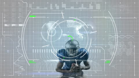 Rugby Player with Futuristic Data Interface Animation
