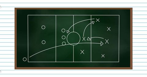 Sports Strategy Diagram with Team Tactics on Chalkboard
