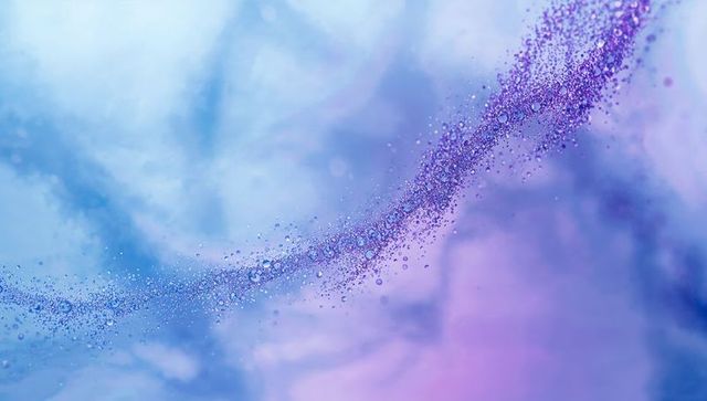 Lavender Ribbon of Droplets Flowing Diagonal Abstract Background with Bokeh Depth