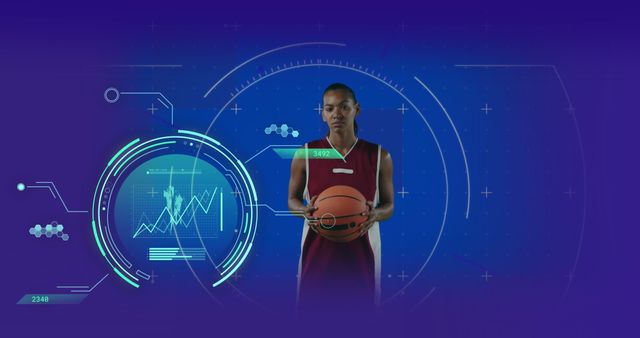 Female Basketball Player with Digital Data Analysis Interface - Download Free Stock Images Pikwizard.com