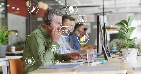 Agents Collaborate on Sustainable Technology in Modern Office