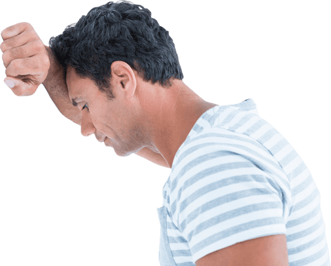 Side View of Upset Man Leaning on Arm Against Transparent Background - Download Free Stock Videos Pikwizard.com