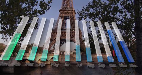 Digital Data Processing Visualization over Eiffel Tower Scene - Download Free Stock Images Pikwizard.com
