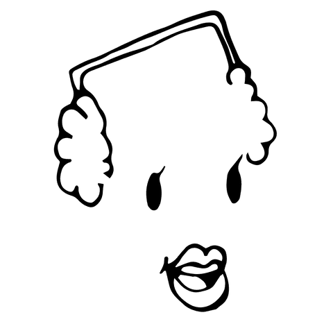 Smiling cartoon face with earmuffs on transparent background