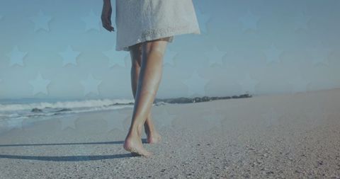 Walking Peacefully on Tranquil Beach at Sunset