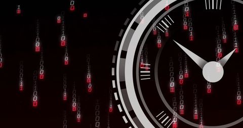 Abstract Technology Clock with Digital Binary Code - Download Free Stock Images Pikwizard.com