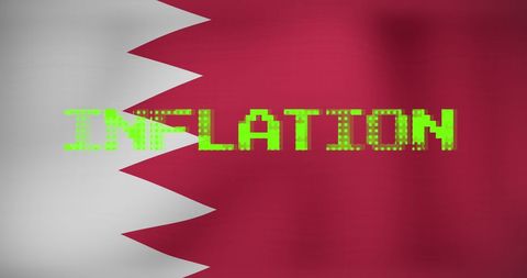 Inflation concept on bahrain flag background