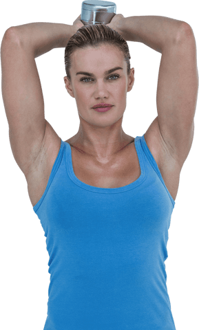 Athletic Muscular Woman Lifting Dumbbell Isolated Transparent Background