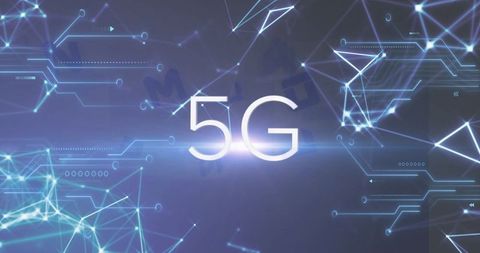 Glowing 5g network concept with neon mesh, hud circuitry and radiant digital connectivity