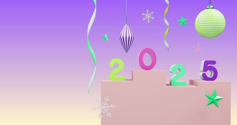Festive New Year 2025 with Colorful Decorations
