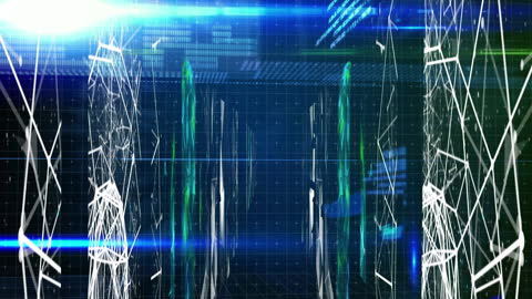 Futuristic Digital Network with Glowing Data Streams